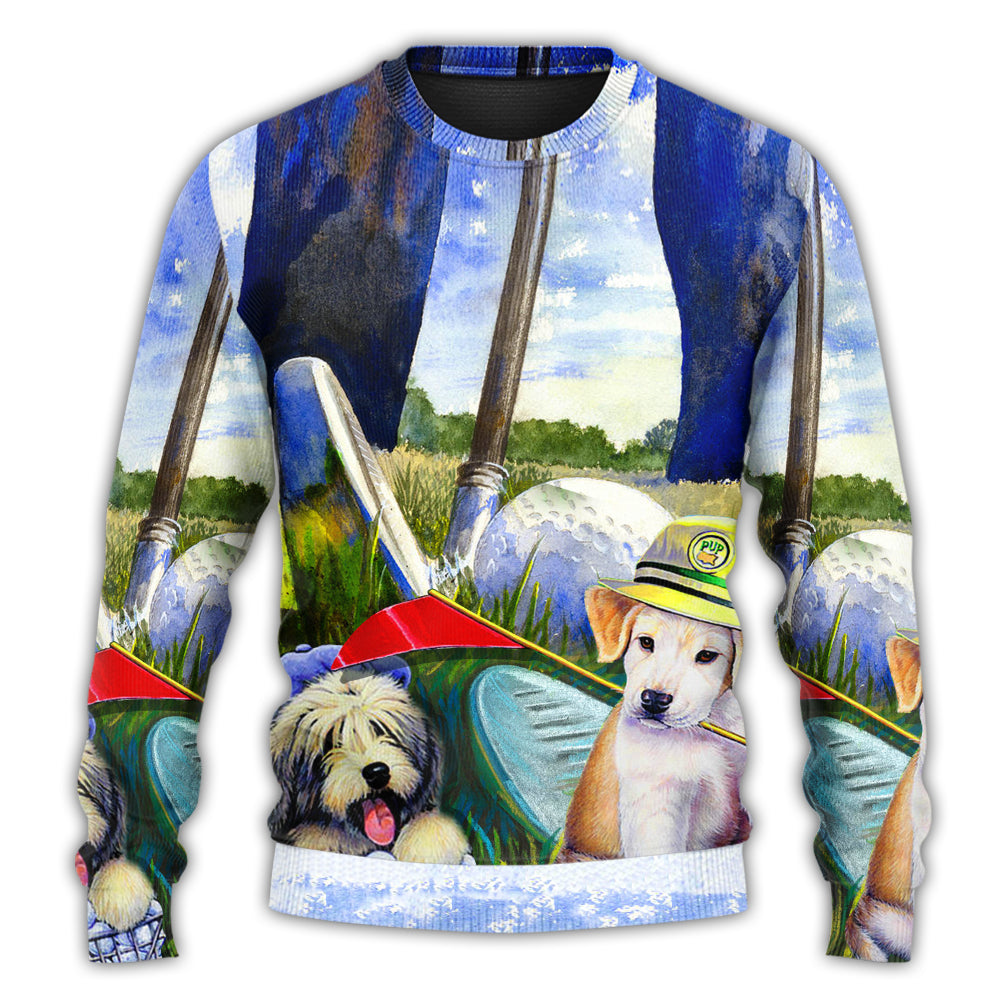 Funny Golf Dog Lover Art Style – Sweater - Ugly Christmas Sweater