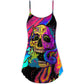 Skull And Moth Neon Butterfly Night – Women's Summer Sleeveless V-Neck Camisole Dress