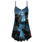 Halloween Black Cat Dark Style – Women's Summer Sleeveless V-Neck Camisole Dress