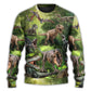 Dinosaur Forest Adventure Art – Sweater - Ugly Christmas Sweater