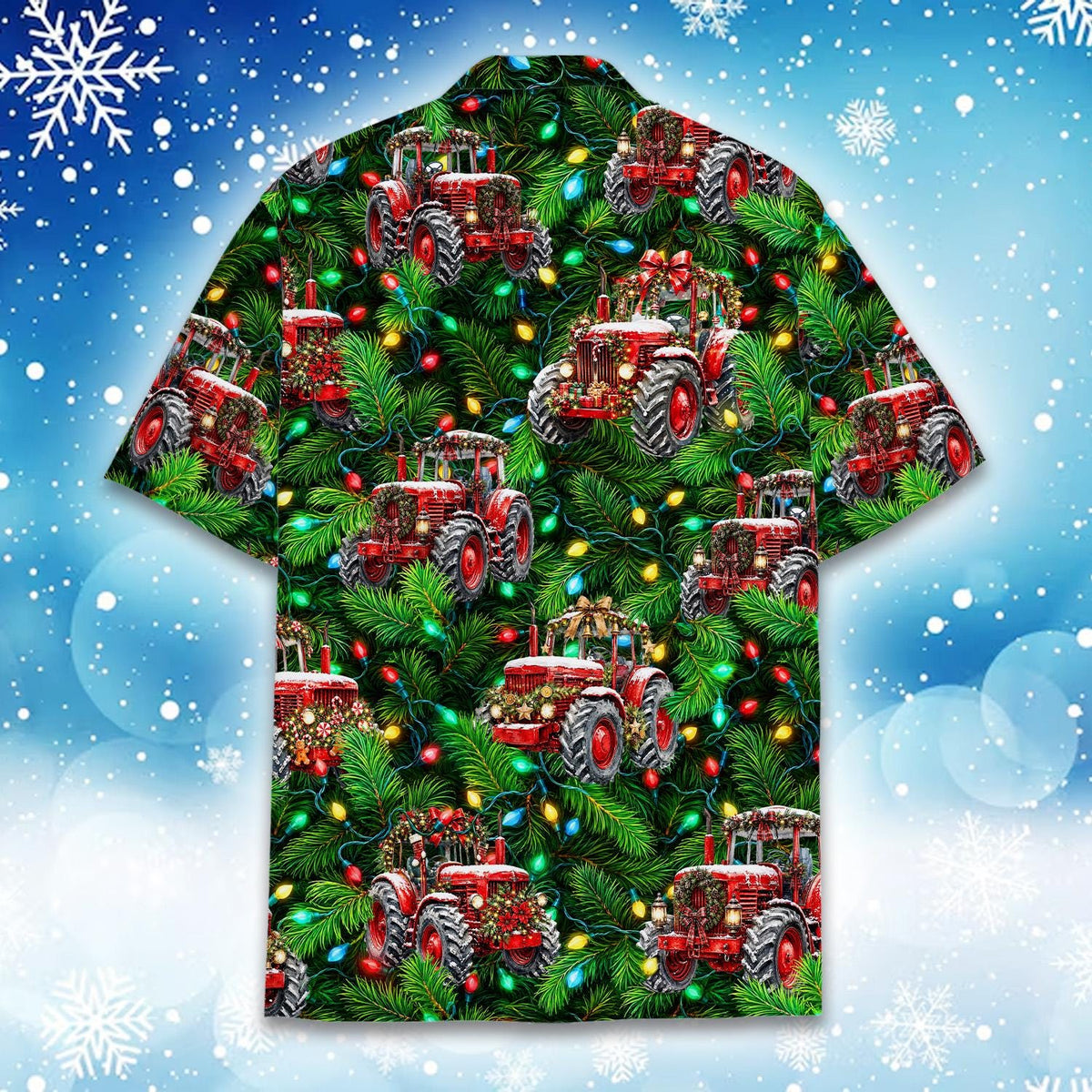 Christmas Red Farm Tractor Pine Tree Lights – Hawaiian Shirt