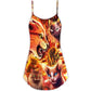 Cool Cat Playing With Fire – Women's Summer Sleeveless V-Neck Camisole Dress