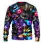Golf Playing Cat Neon Lightning Art – Sweater - Ugly Christmas Sweater