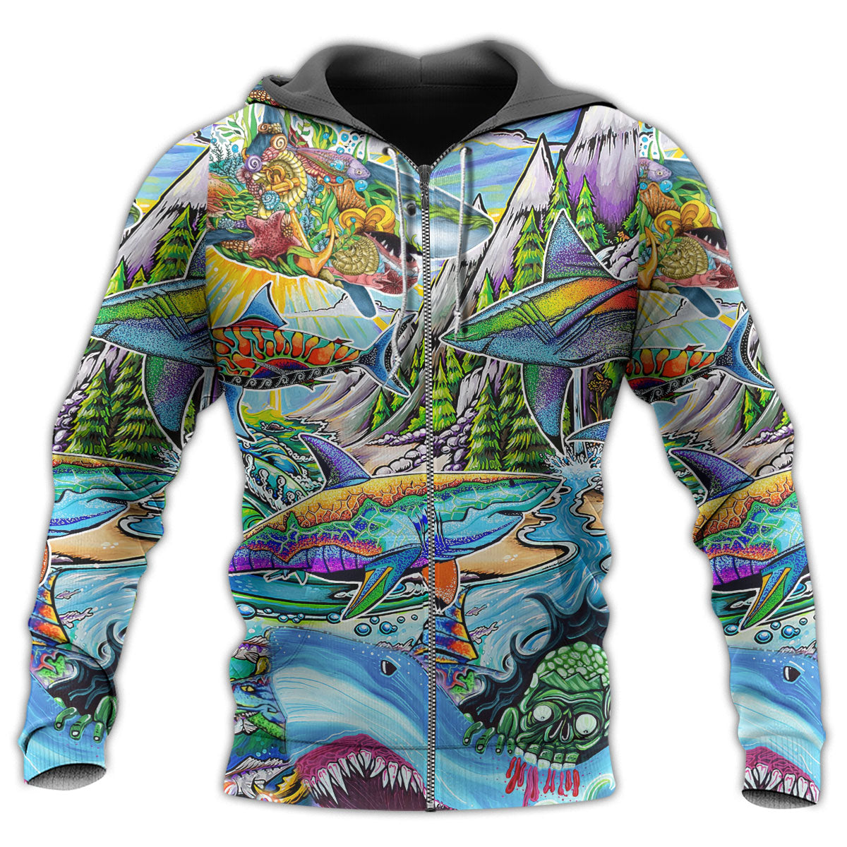 Hippie Shark Colorful Peace - 3D Hoodie