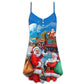 Santa Train Holiday Gift – Women's Summer Sleeveless V-Neck Camisole Dress