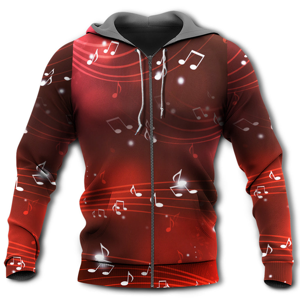 Music Notes Blurry Lights Red - 3D Hoodie