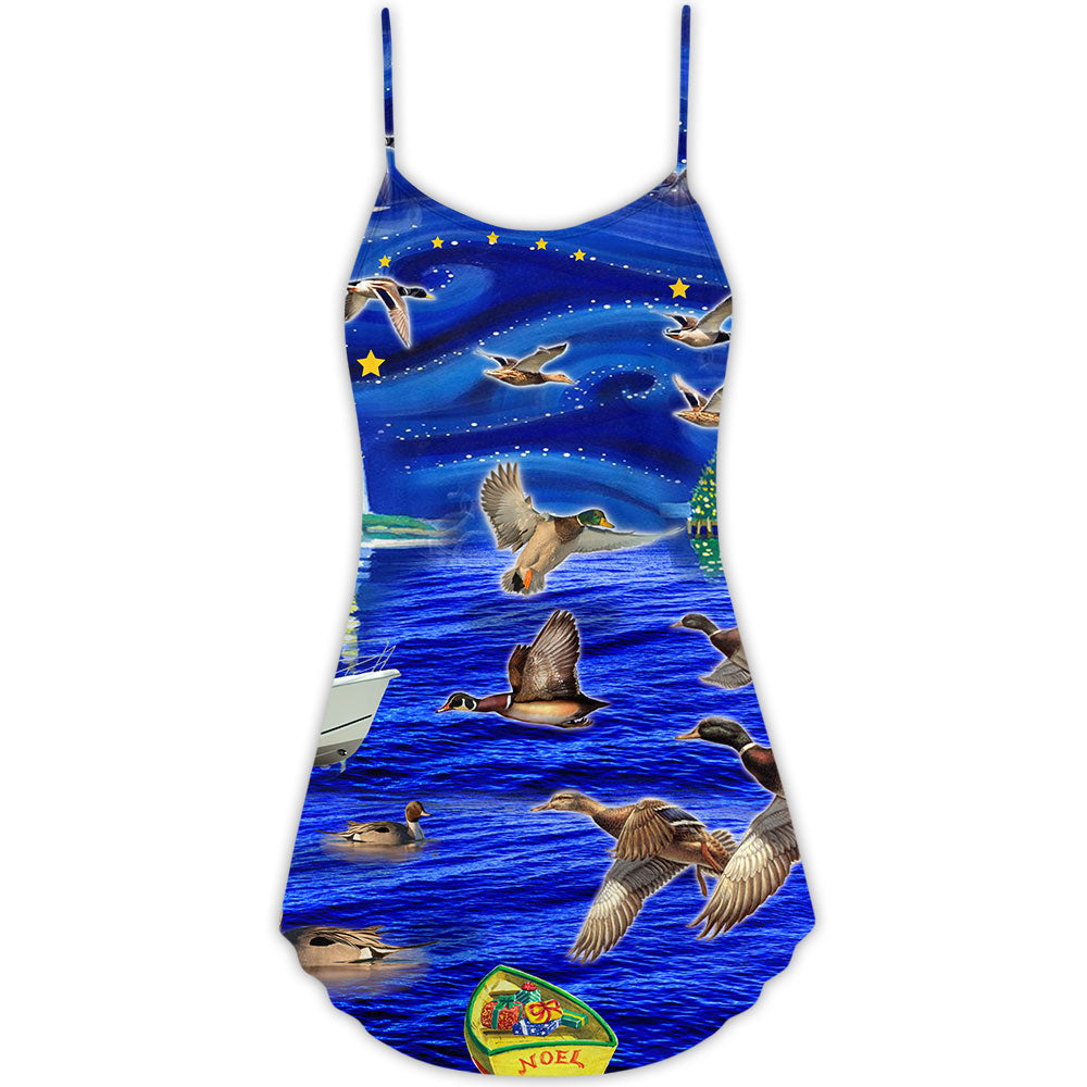 Hunting Christmas Night Stars – Women's Summer Sleeveless V-Neck Camisole Dress