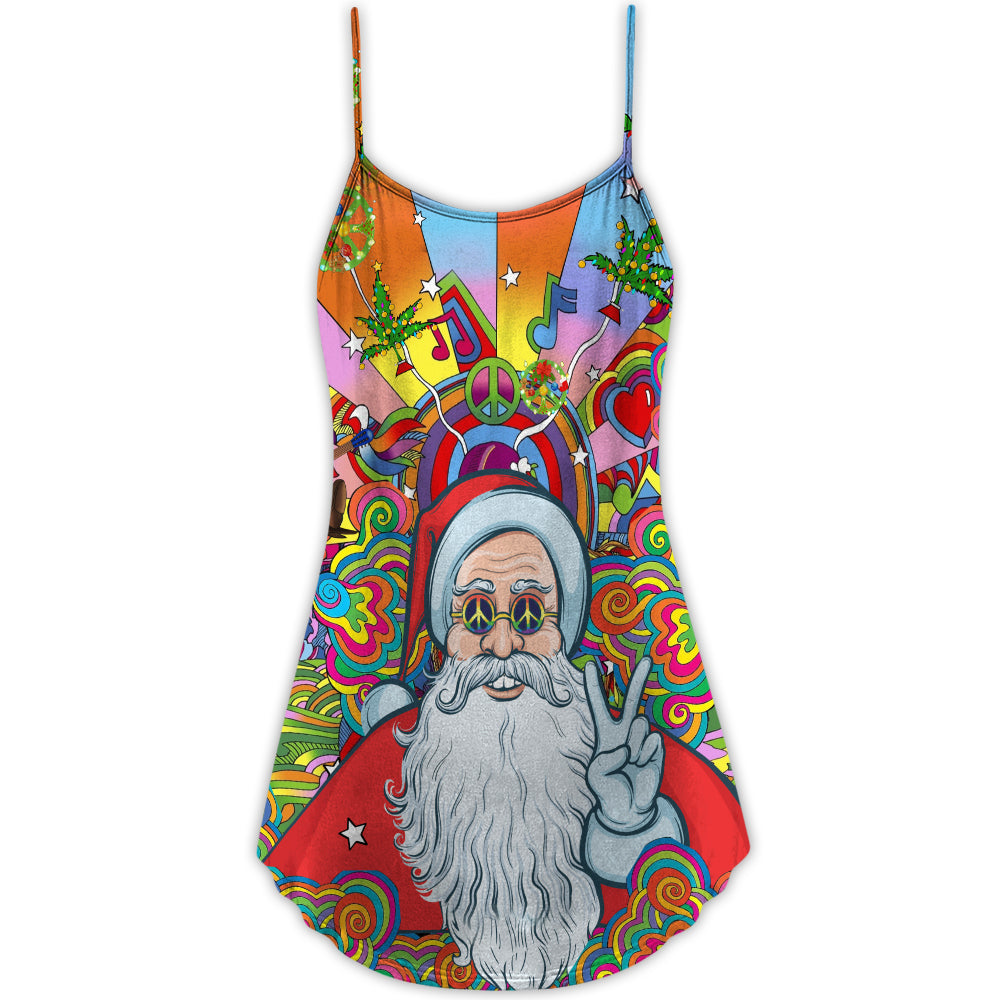 Christmas Hawaiian Hippie Santa Style – Women's Summer Sleeveless V-Neck Camisole Dress
