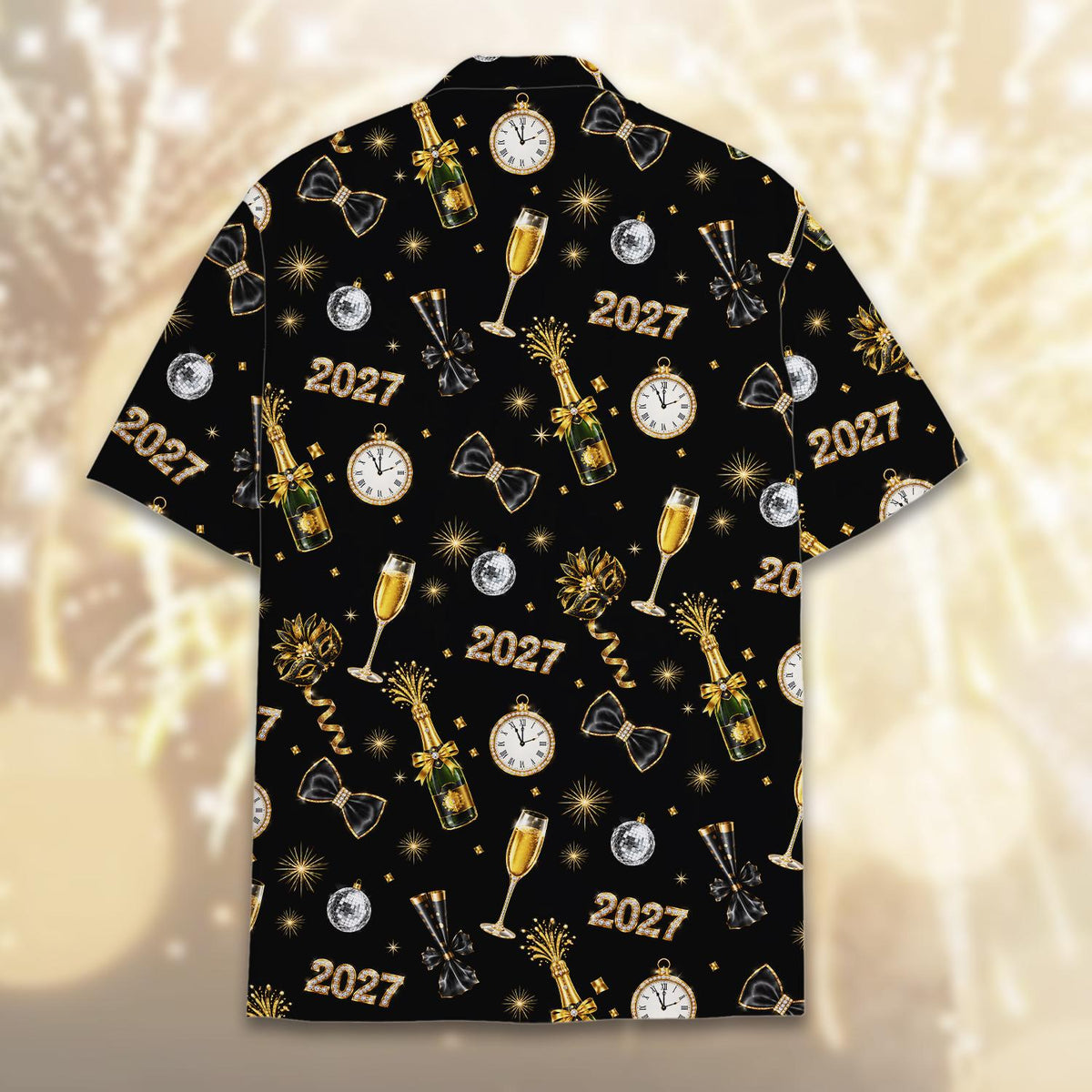 Happy New Year 2027 Champagne Clock Countdown Party – Hawaiian Shirt