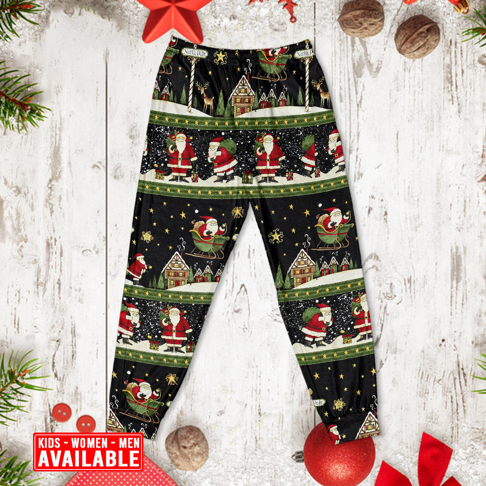 Christmas Santa Claus Big Night - Pajamas Long Sleeve - Owls Matrix LTD