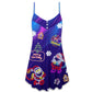 Christmas Santa Neon Party Lights – Women's Summer Sleeveless V-Neck Camisole Dress