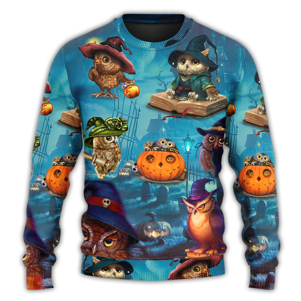 Halloween Owl Witch Night Sky Art – Sweater - Ugly Christmas Sweater