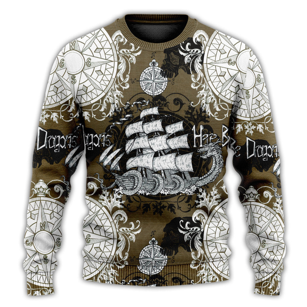 Dragon Old Ship Vintage Anchor Art – Sweater - Ugly Christmas Sweater