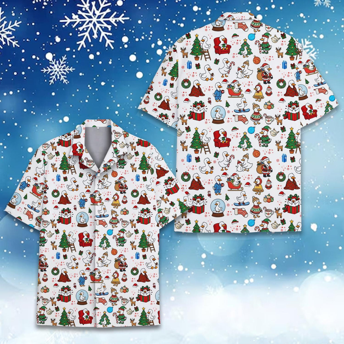 Christmas Goose Santa Tree Cute Holiday 3 – Hawaiian Shirt