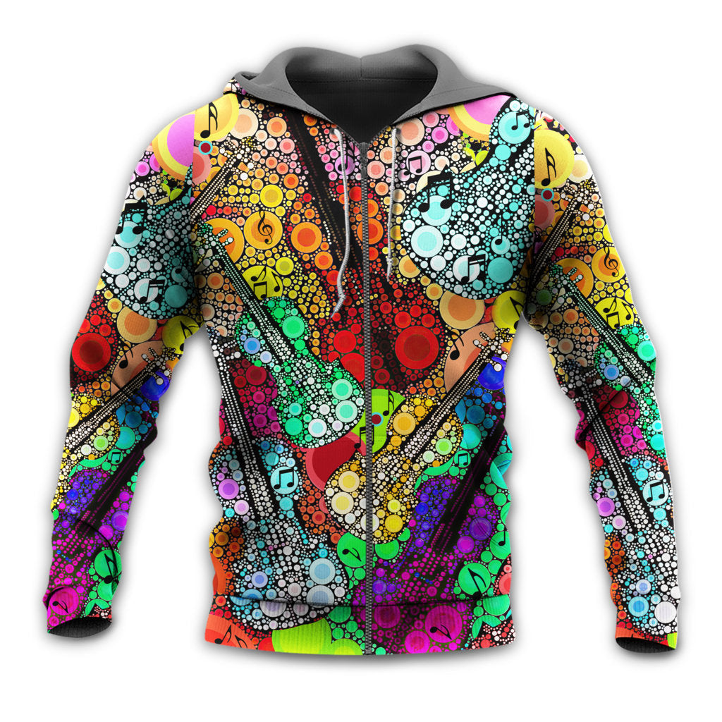 Guitar Scroll Bubble Colorful Art - 3D Hoodie