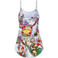 Christmas Santa And Gnomes – Women's Summer Sleeveless V-Neck Camisole Dress