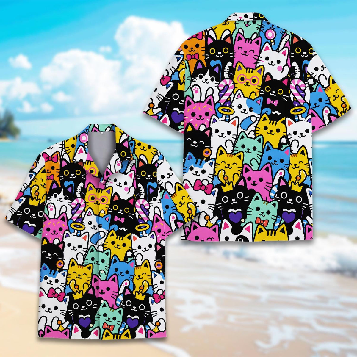 Funny Cat Colorful Cute Kitty Summer – Hawaiian Shirt