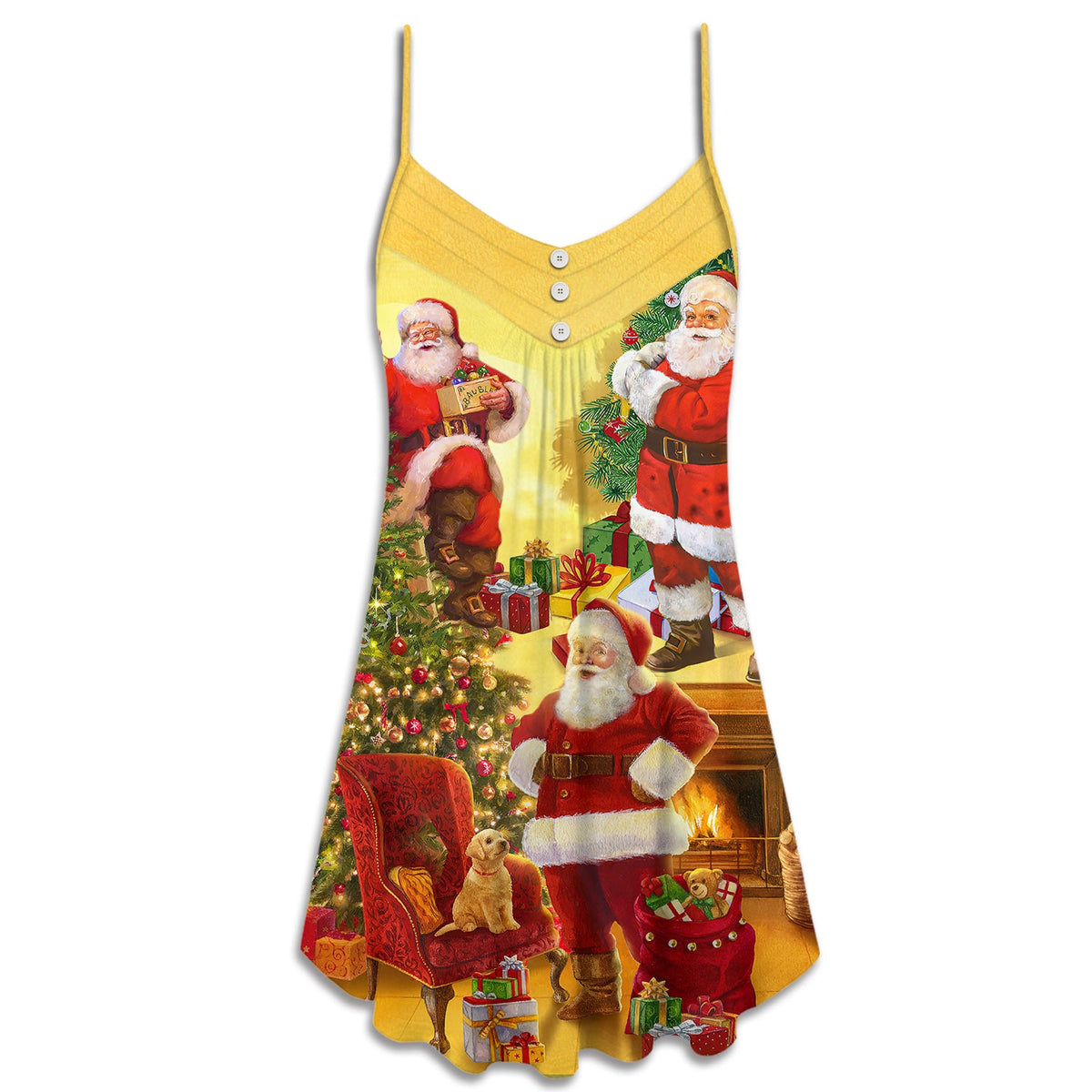 Santa Story Holiday Joy – Women's Summer Sleeveless V-Neck Camisole Dress
