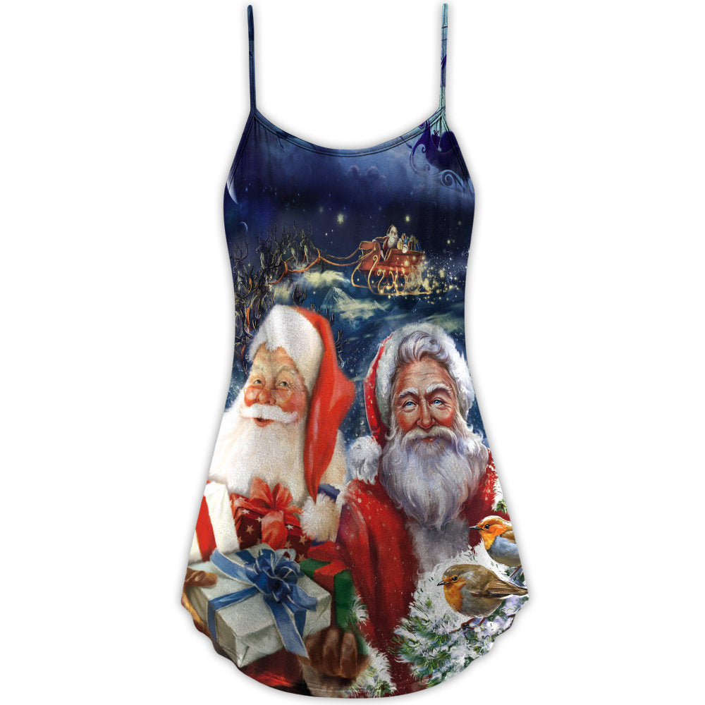 Christmas Santa Snow Night – Women's Summer Sleeveless V-Neck Camisole Dress