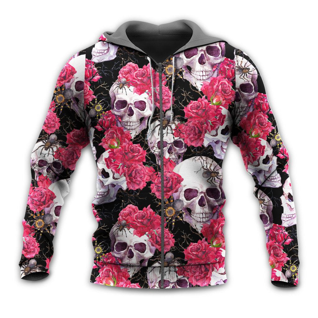Skull And Roses Artistic Gothic Style - Hoodie