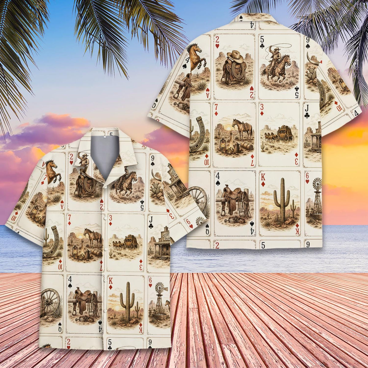 Western Poker Card Vintage Cowboy Playing Cards – Hawaiian Shirt