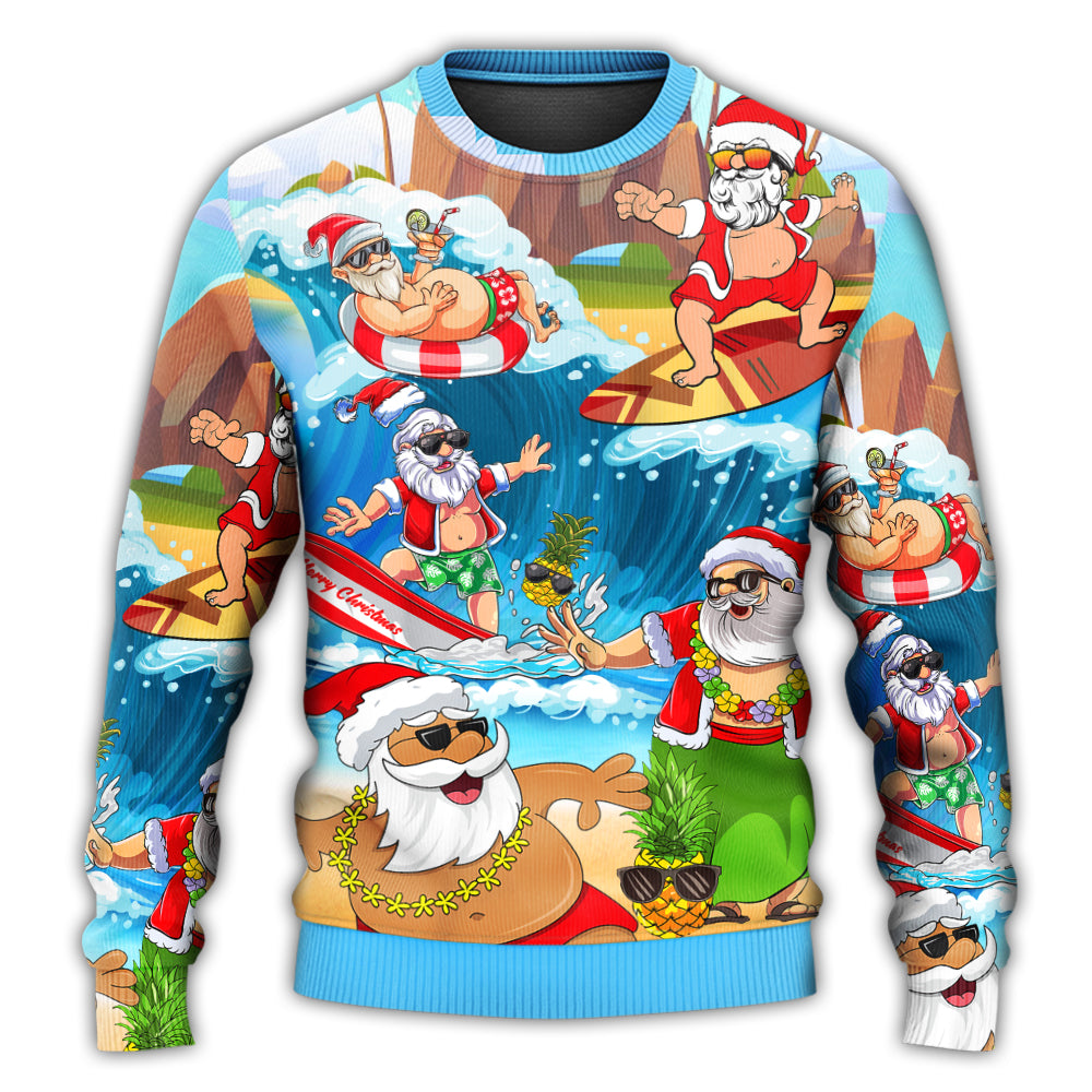 Christmas Santa Beach Play Holiday Funny – Sweater - Ugly Christmas Sweater