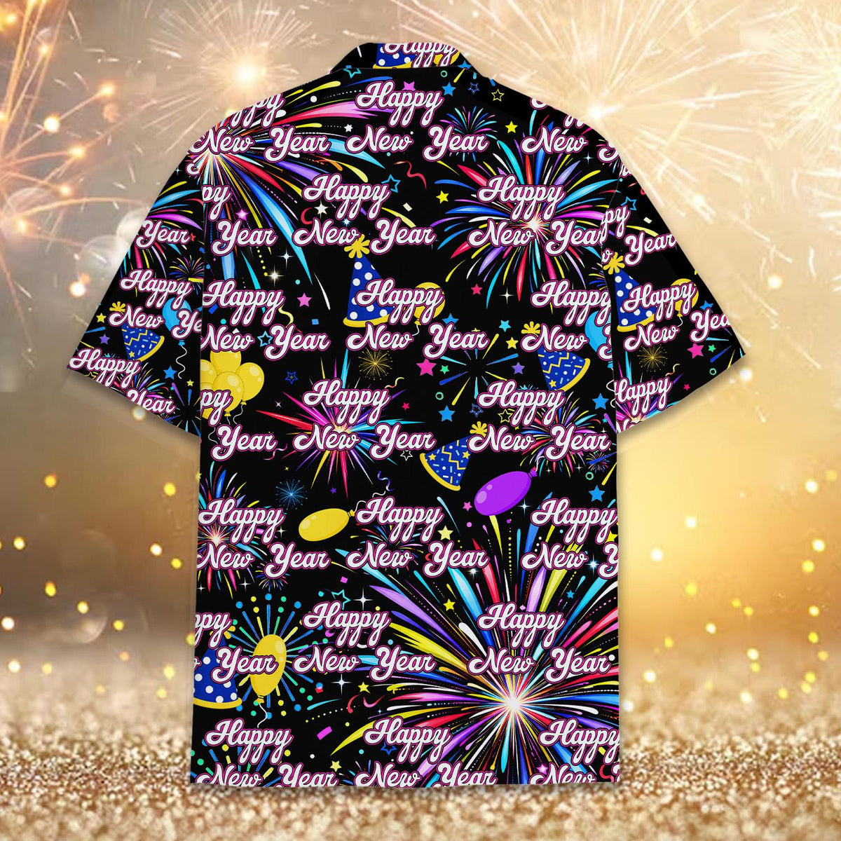 Happy New Year Colorful Fireworks Countdown Party – Hawaiian Shirt