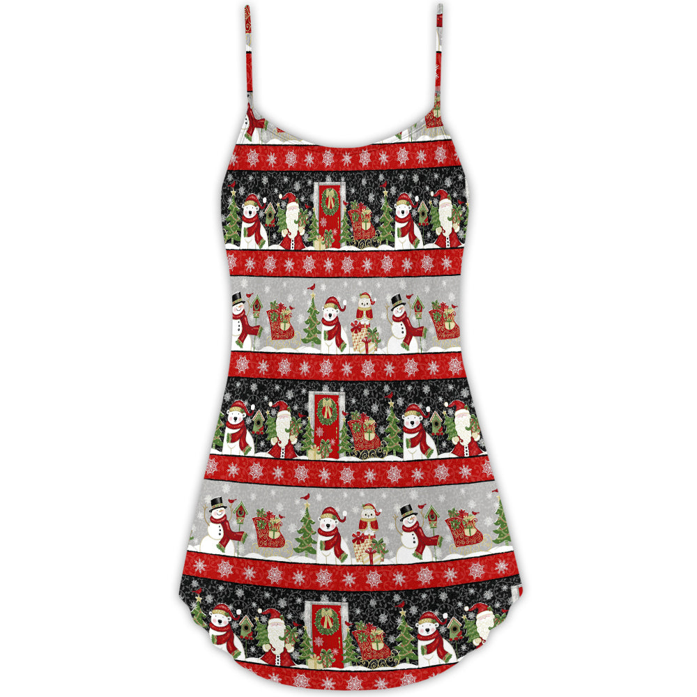 Santa And Snowman Joy – Women's Summer Sleeveless V-Neck Camisole Dress