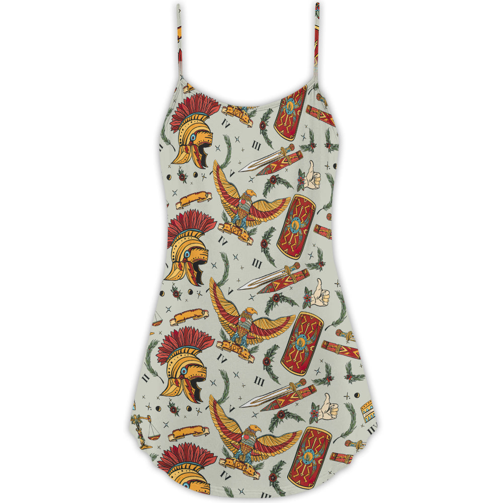 Christmas Spartan Warrior Symbols – Women's Summer Sleeveless V-Neck Camisole Dress