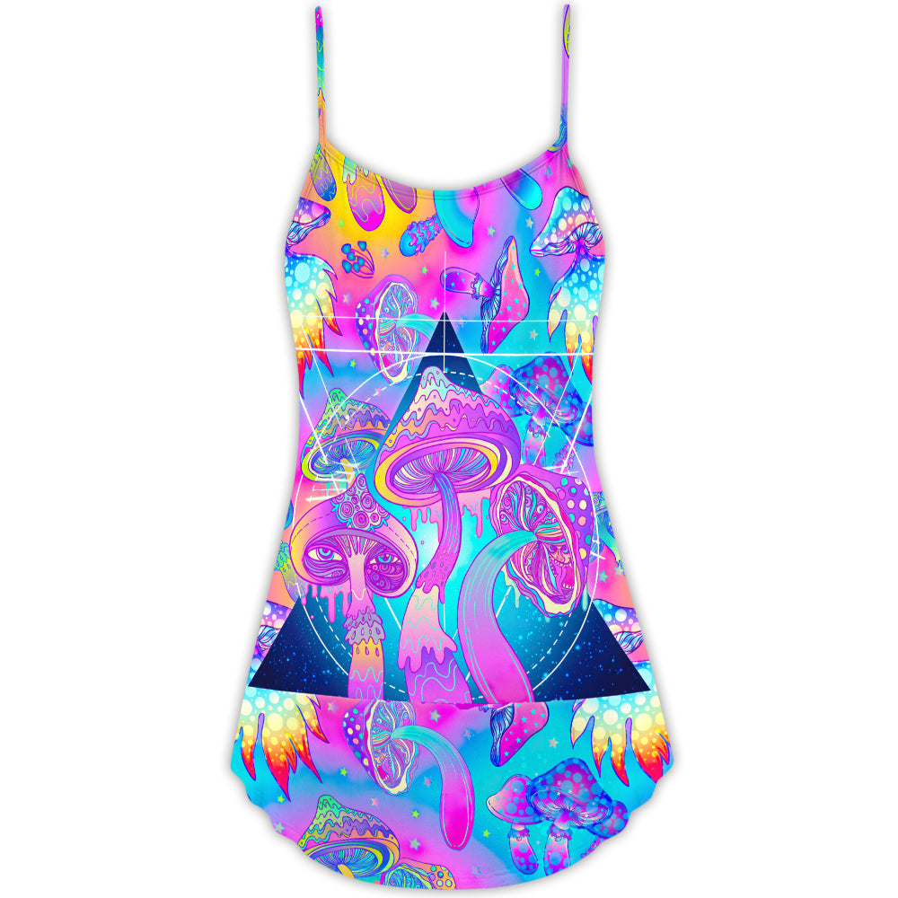 Hippie Psychedelic Mushroom Magical Eye – Women's Summer Sleeveless V-Neck Camisole Dress