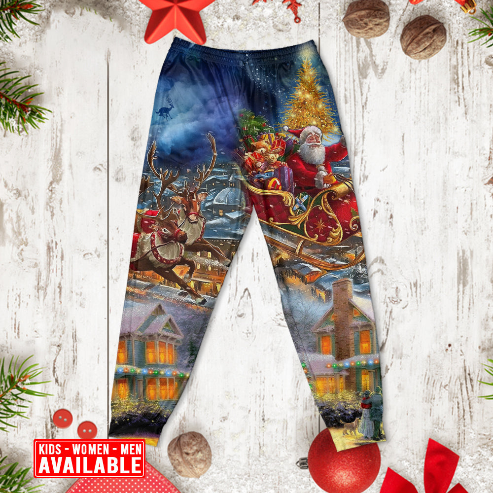 Christmas Santa Claus Snowman Family In Love Light Art Style - Pajamas Long Sleeve - Owls Matrix LTD