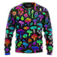 Neon Colorful Mushroom With Leaf Art – Sweater - Ugly Christmas Sweater