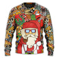 Christmas Hippie Santa Love And Peace – Sweater - Ugly Christmas Sweater