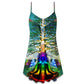 Yoga Tree Of Life Christmas – Women's Summer Sleeveless V-Neck Camisole Dress