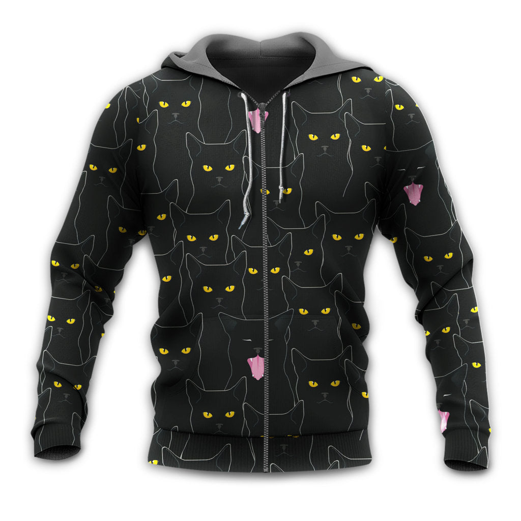 Black Cat Cute Eye Contact Style - 3D Hoodie