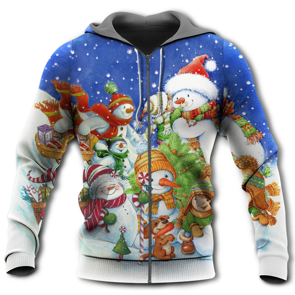 Christmas Snowman Merry Christmas Night - Hoodie