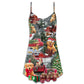 Christmas Dogs Love Holiday Time – Women's Summer Sleeveless V-Neck Camisole Dress