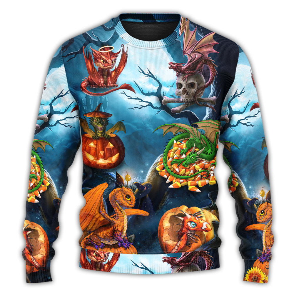 Halloween Dragon Pumpkin Night Art – Sweater - Ugly Christmas Sweater