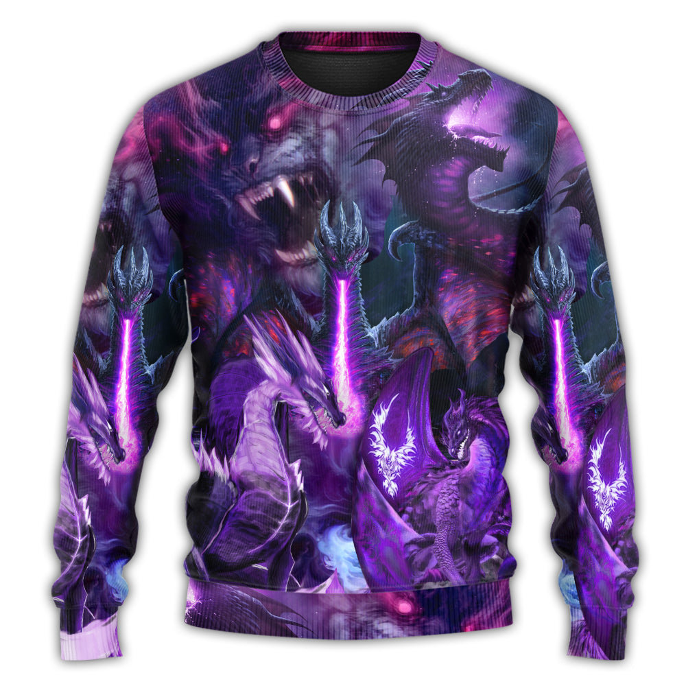 Dark Purple Dragon Lightning Art – Sweater - Ugly Christmas Sweater