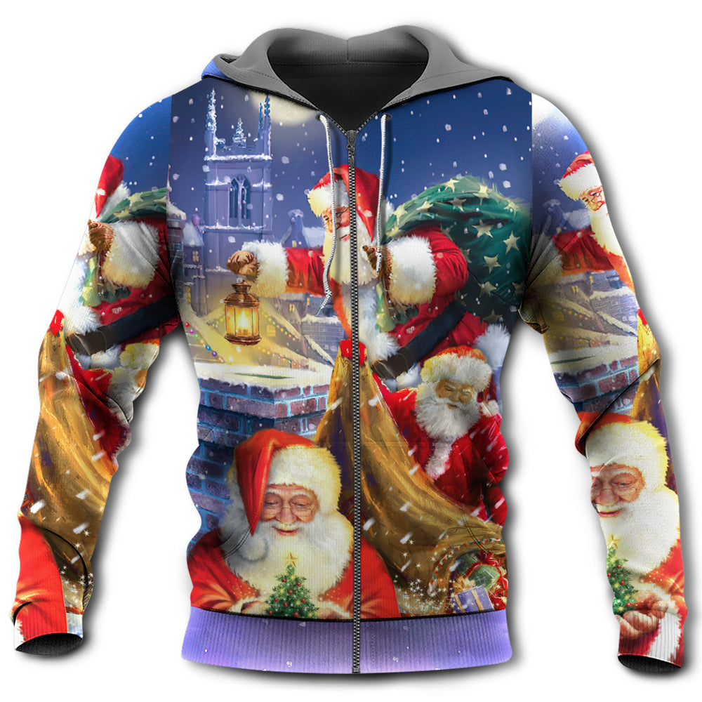 Funny Santa Rooftop Art - 3D Hoodie