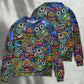 Hippie Owls Peace Life Colorful Art – Sweater - Ugly Christmas Sweater