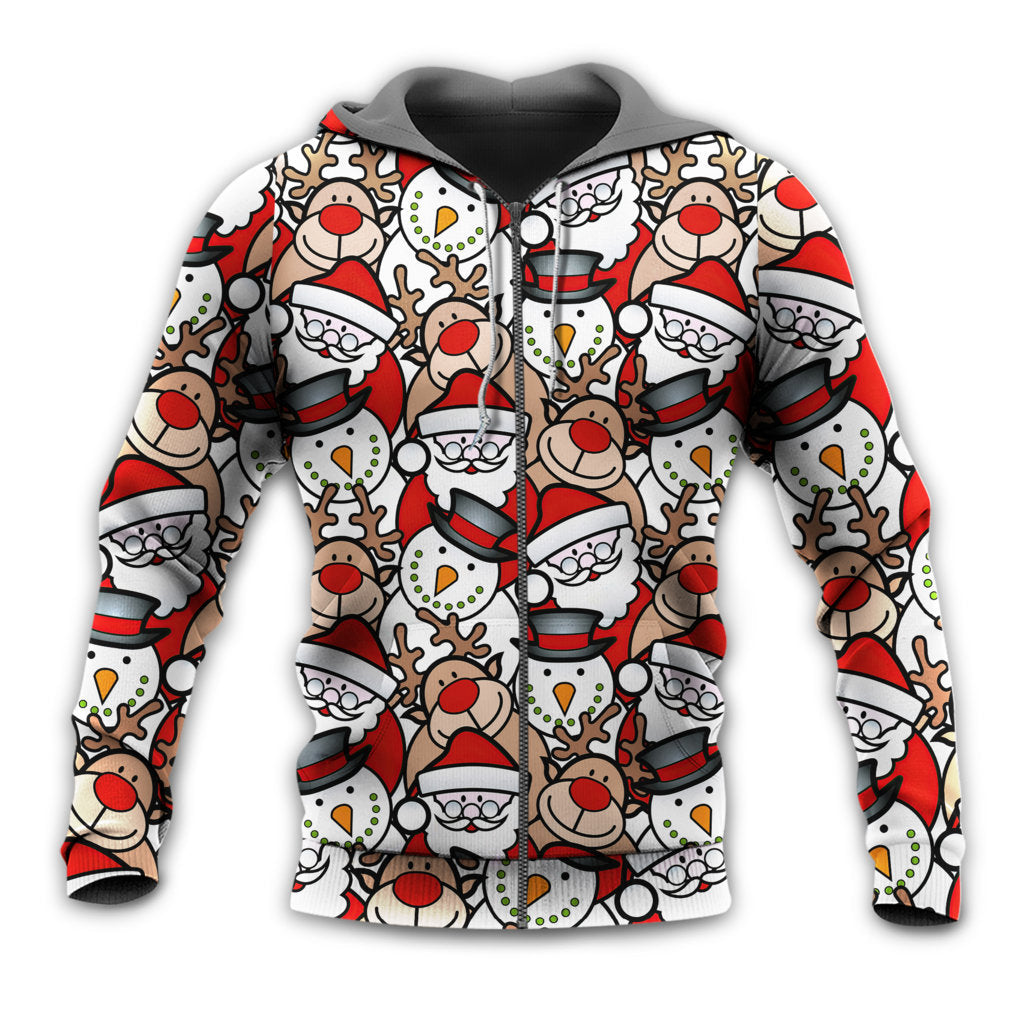 Christmas Cute Santa Reindeer Funny - 3D Hoodie