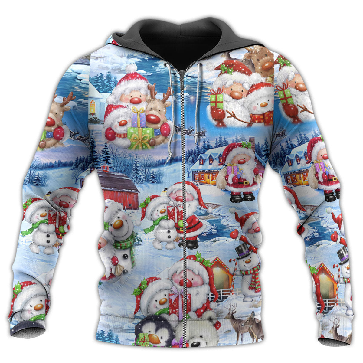 Snowman Winter Holiday Art – 3D Hoodie