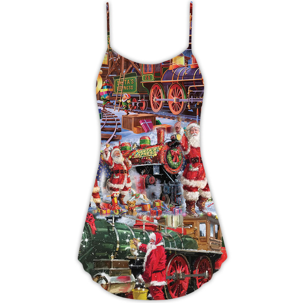 Santa Snow Village Spirit Of Giving – Women's Summer Sleeveless V-Neck Camisole Dress