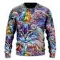 Hippie Colorful Cat Art Lover – Sweater - Ugly Christmas Sweater