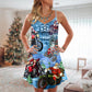Christmas Driving With Santa Theme – Women's Summer Sleeveless V-Neck Camisole Dress