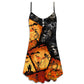 Halloween Skull Pumpkin Classic – Women's Summer Sleeveless V-Neck Camisole Dress