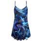 Blue Dragon Skull Fire Lightning – Women's Summer Sleeveless V-Neck Camisole Dress