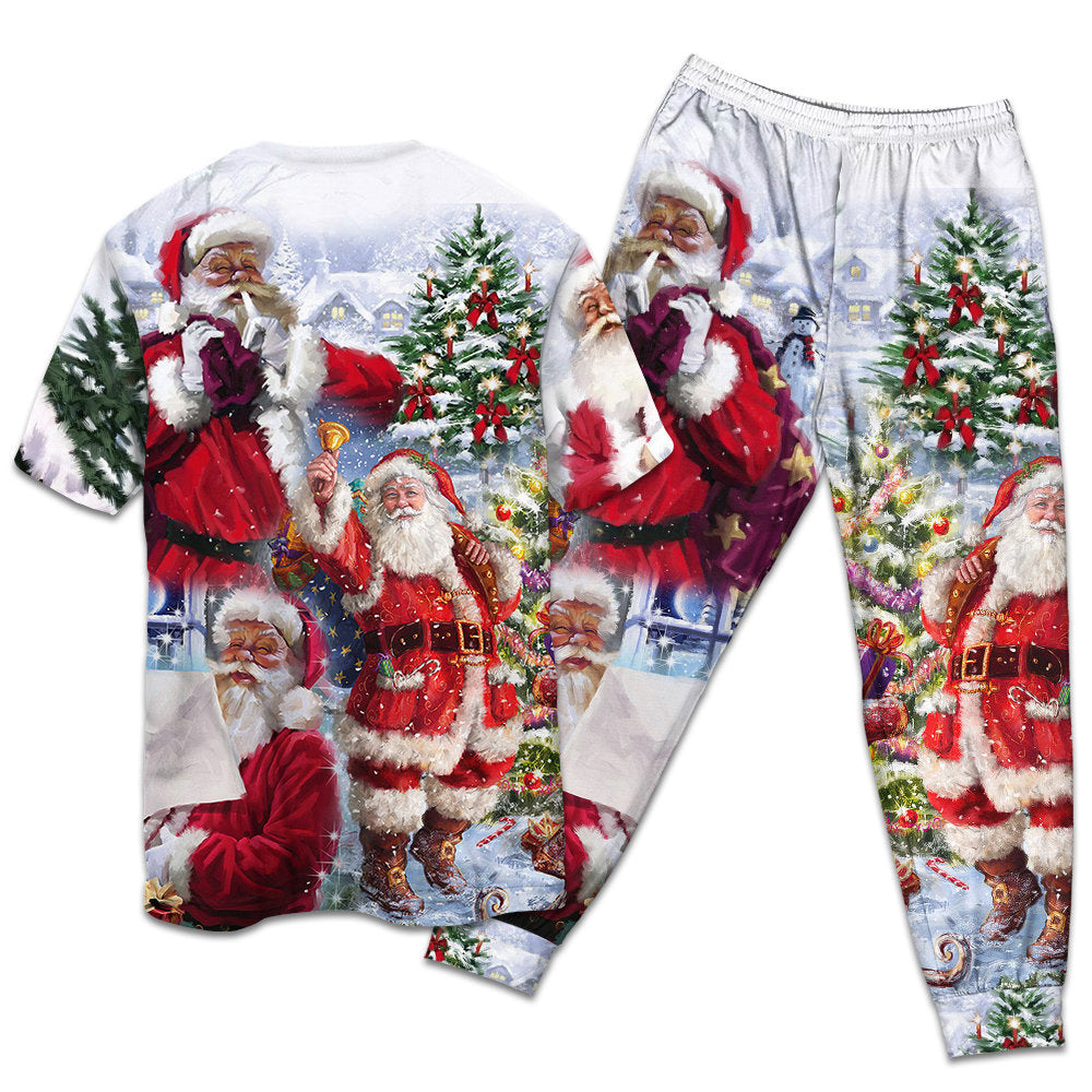 Christmas Santa Claus Is Coming To Town - Pajamas Short Sleeve - Owls Matrix LTD