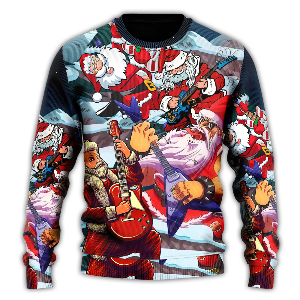 Christmas Santa With Electric Guitar – Sweater - Ugly Christmas Sweater
